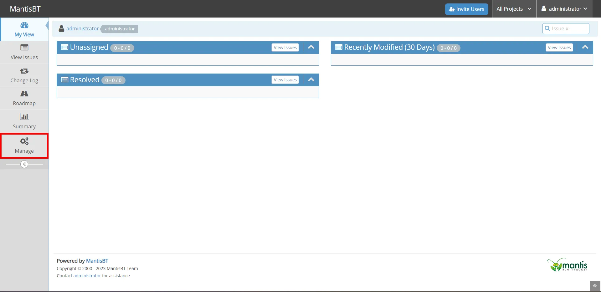 Manage section