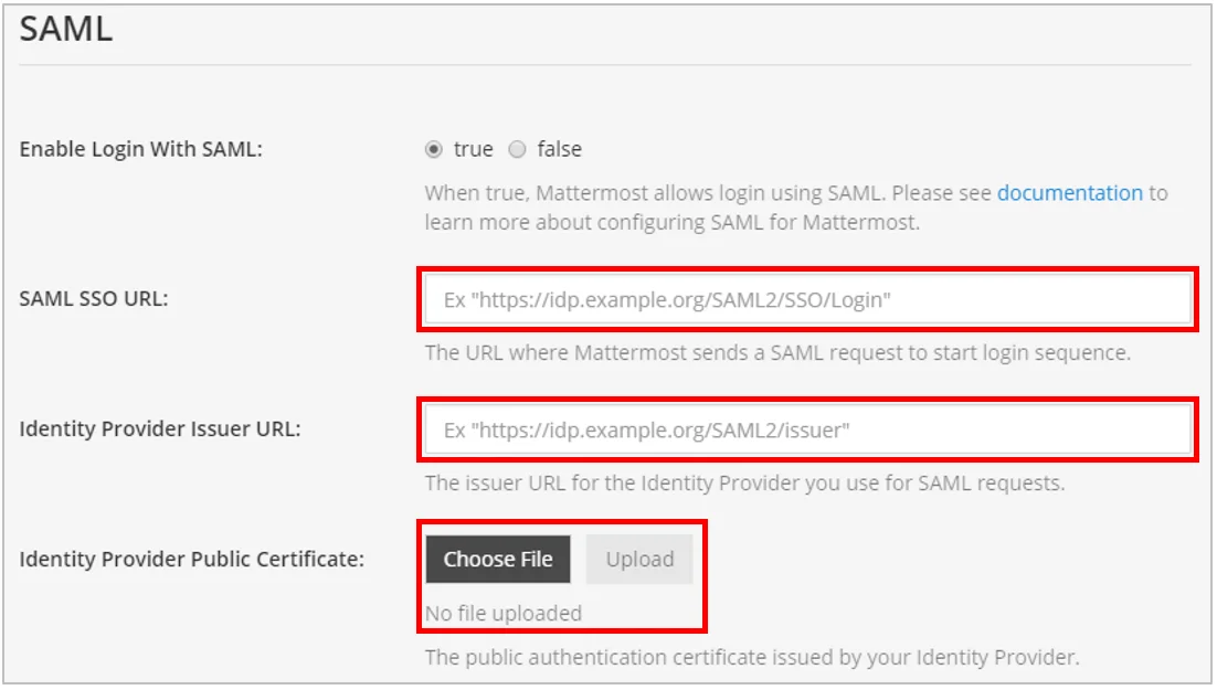 Mattermost Single Sign On (sso) import metadata values