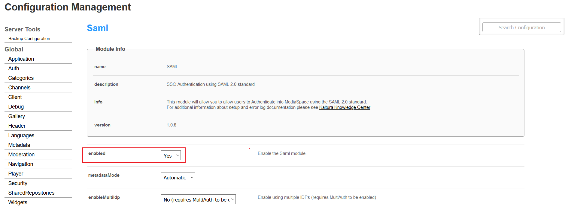 MediaSpace Single Sign On SSO Enable SAML