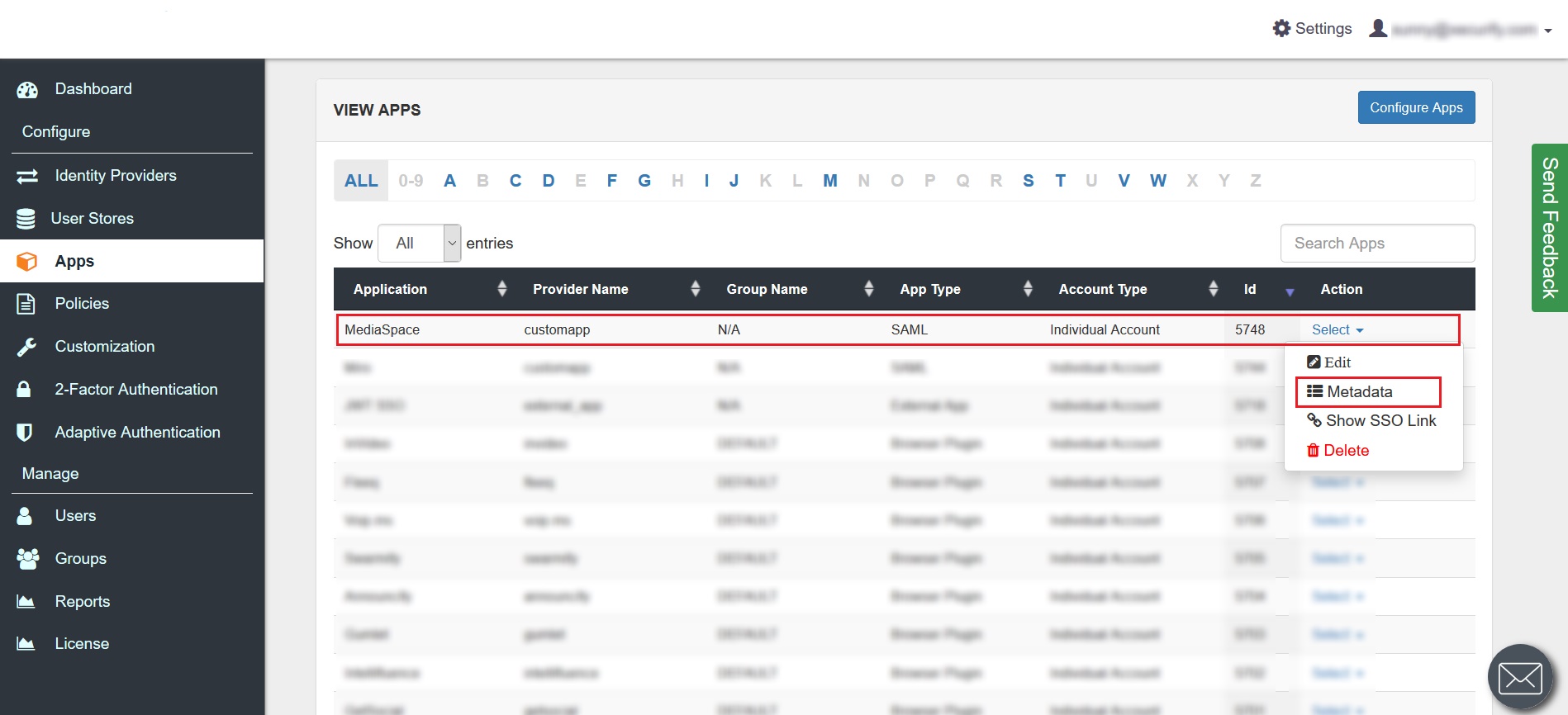 MediaSpace Single Sign On SSO metadata option.