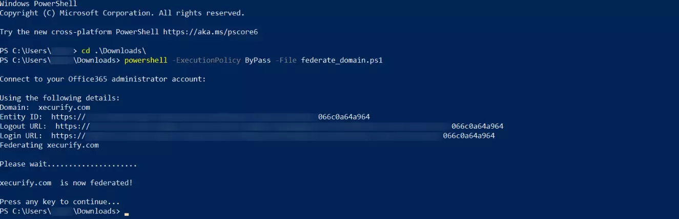  Microsoft OneDrive Single Sign-On (SSO) Run Federate Domain Script