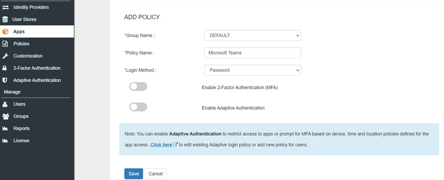 Microsoft Teams two factor authentication (2fa/mfa) add policy