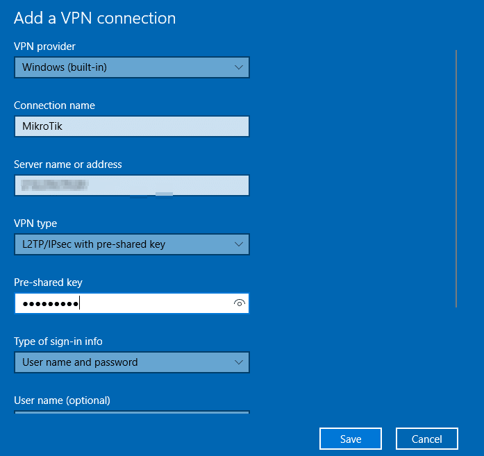 Add VPN connection