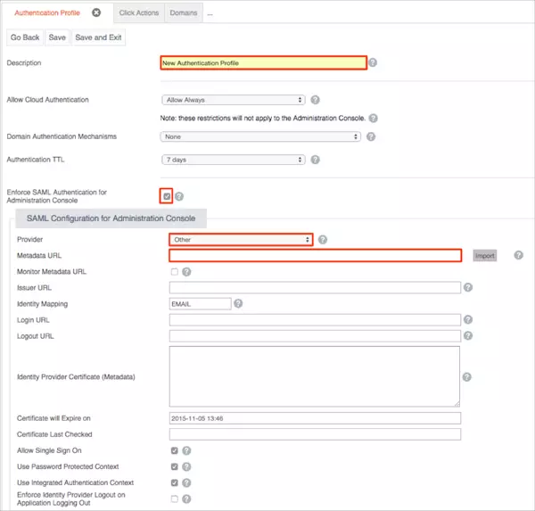 Mimecast Single Sign-On (SSO) New Authentication Profile