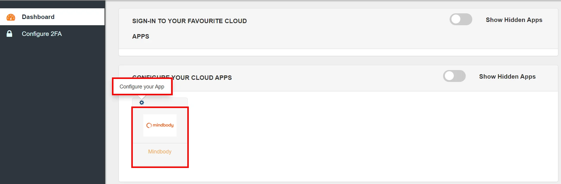 MindBody Single Sign On (sso) configure app