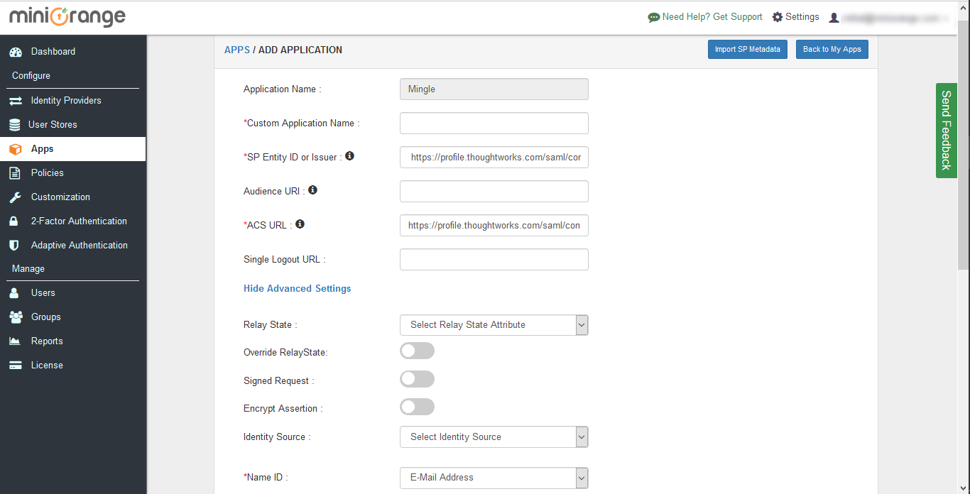 Mingle Single Sign On (sso) configure app