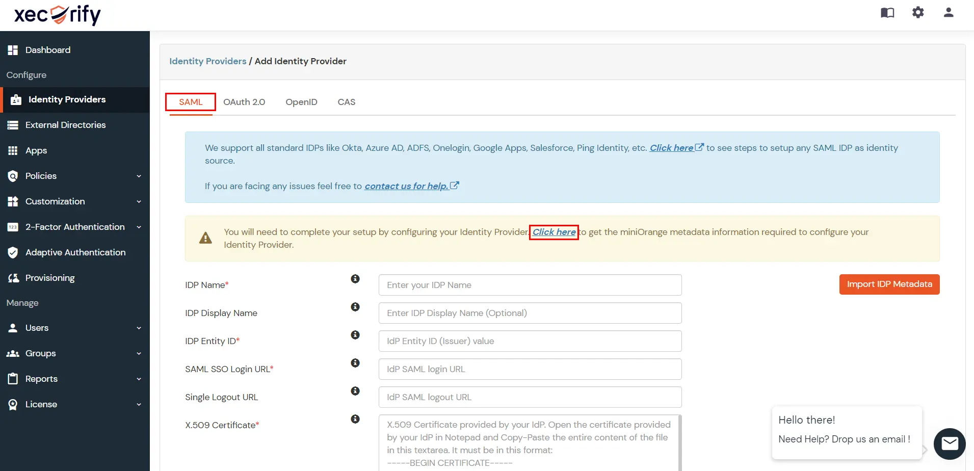 Oracle EBS Azure AD Single Sign-On: get miniorange metadata