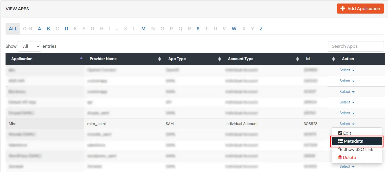 Miro Single Sign-On (sso) download metadata