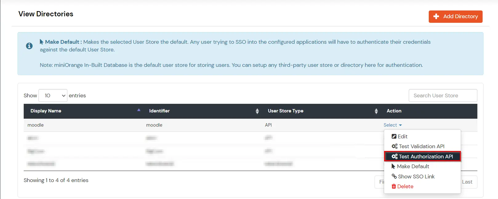 Test authorization api