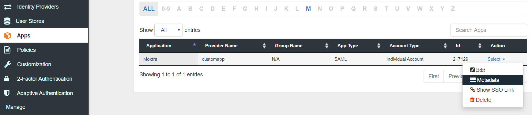 Moxtra Two Factor Authentication (2FA) metadata link