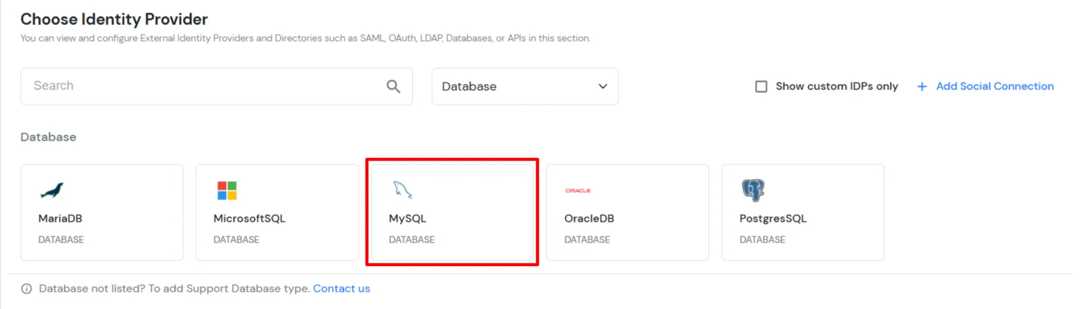 Search MySQL DB in the list