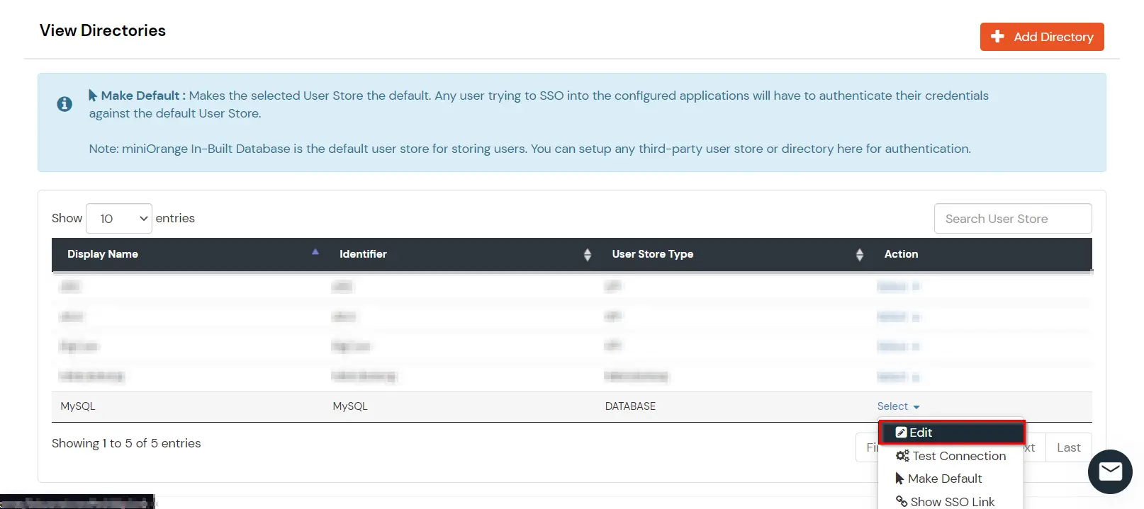 Edit configuration for Oracle