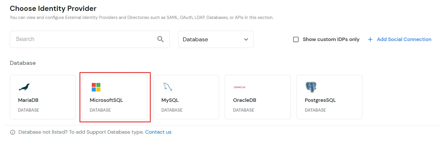 Search MicrosoftSQL DB in the list