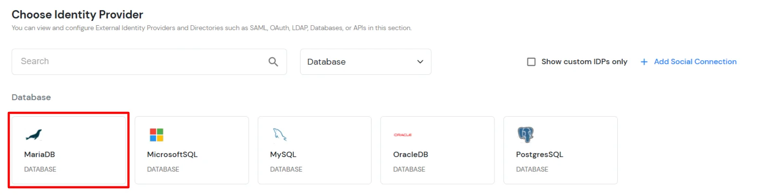 Search MariaDB in the list