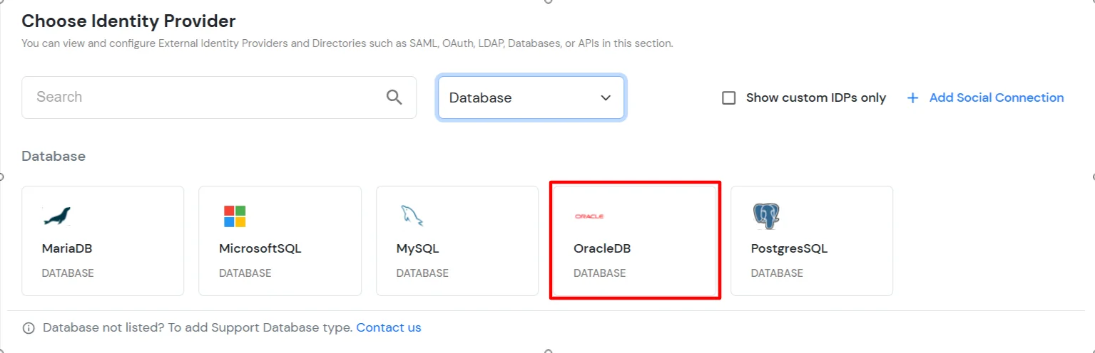 Search OracleDB in the list
