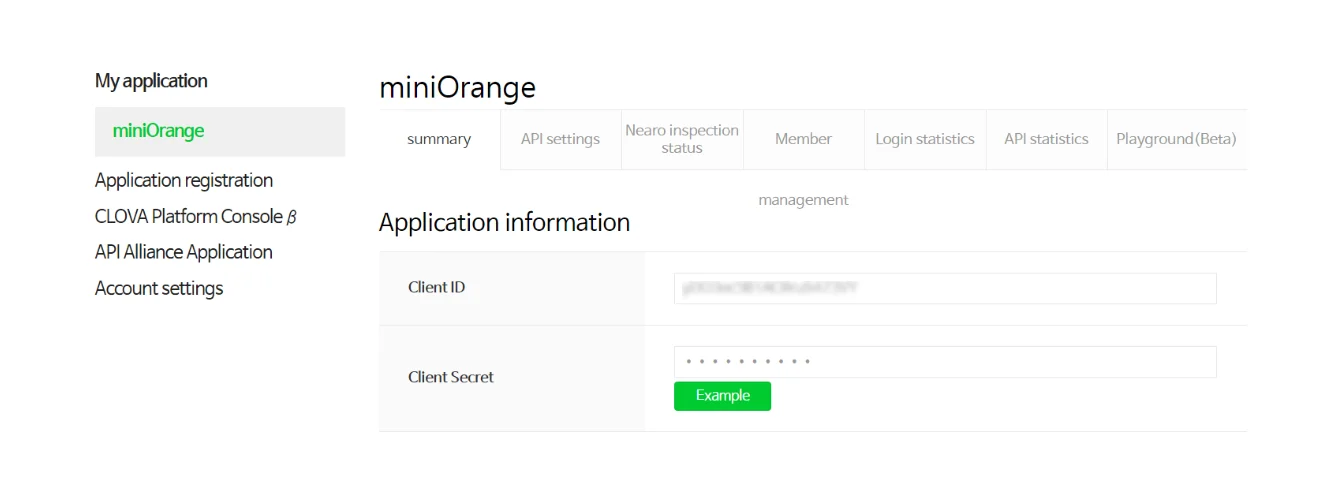 Naver as IDP: Copy Client Id & Client Secret