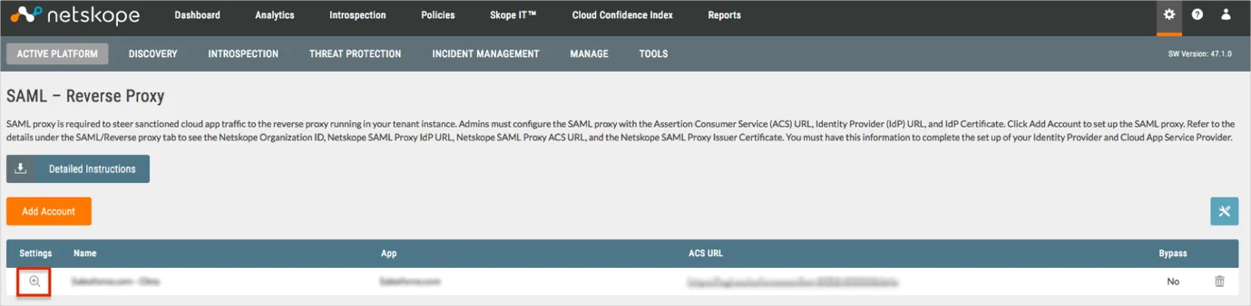 Configure Salesforce (secured with NetSkope Reverse Proxy) Single Sign-On (SSO) Settings