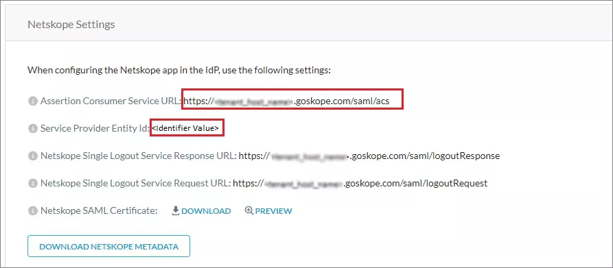 Netskope Admin Console Single Sign-On (sso) Select Metadata
