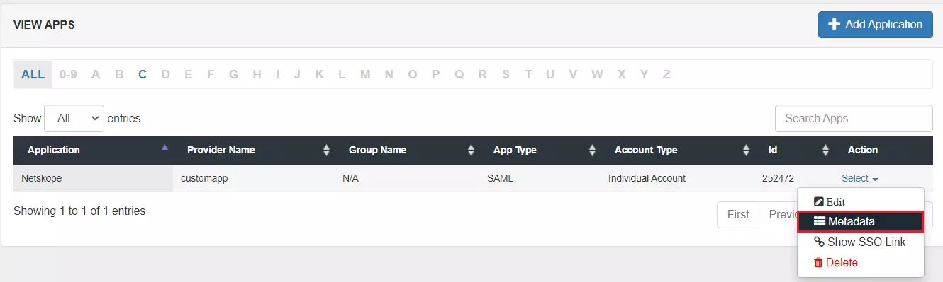 Netskope Admin Console Single Sign-On (sso) Select Metadata