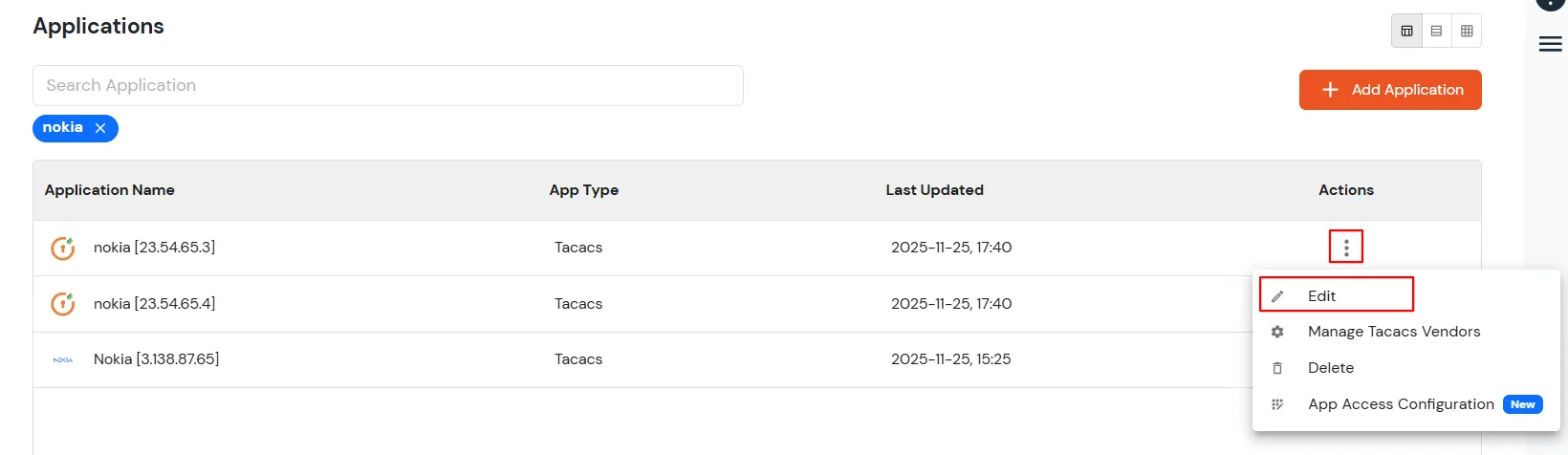 2FA Two-Factor radauthentication for Nokia  : Select your TACACS Client