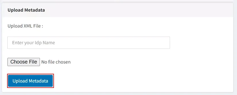 nopCommerce SAML Single Sign On (SSO): Click choose file to Upload the metadata file