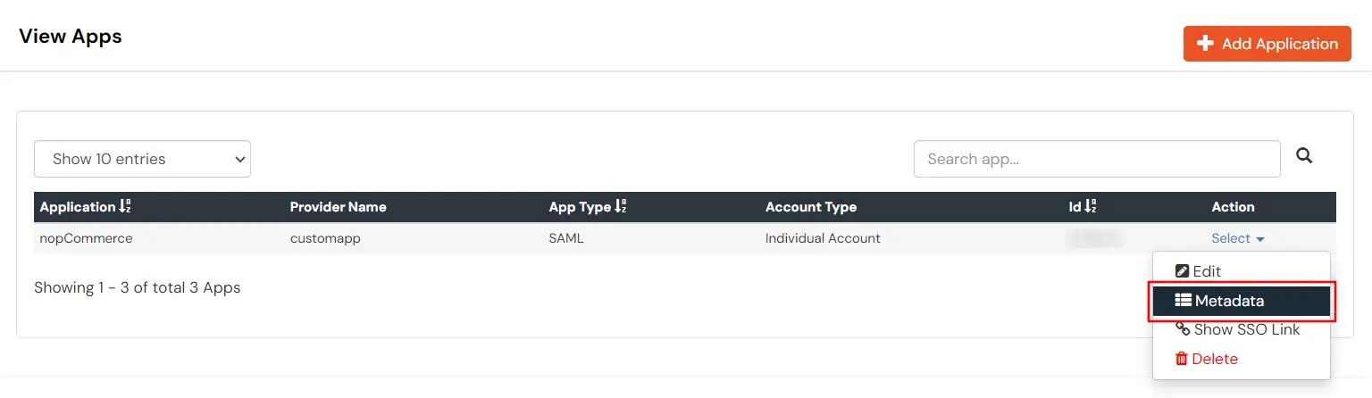 nopCommerce SSO (Single Sign-On) Click on Metadata