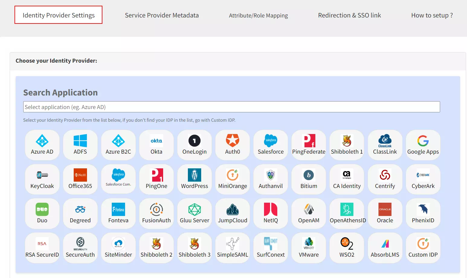 nopCommerce SAML Single Sign On (SSO): Under Identity Provider Settings, search for your application