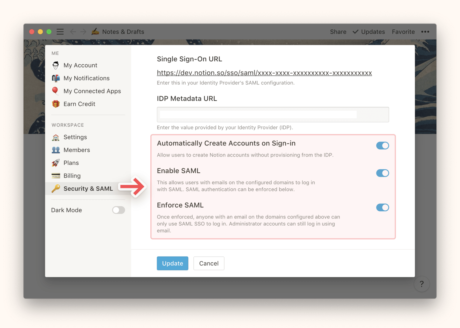 Notion Single Sign-On SSO Enable Apps