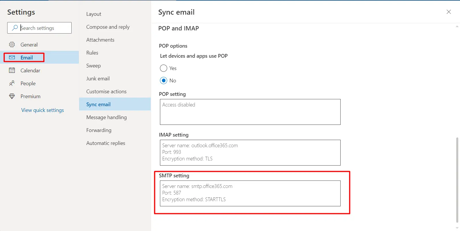 Office365 SMTP dashboard