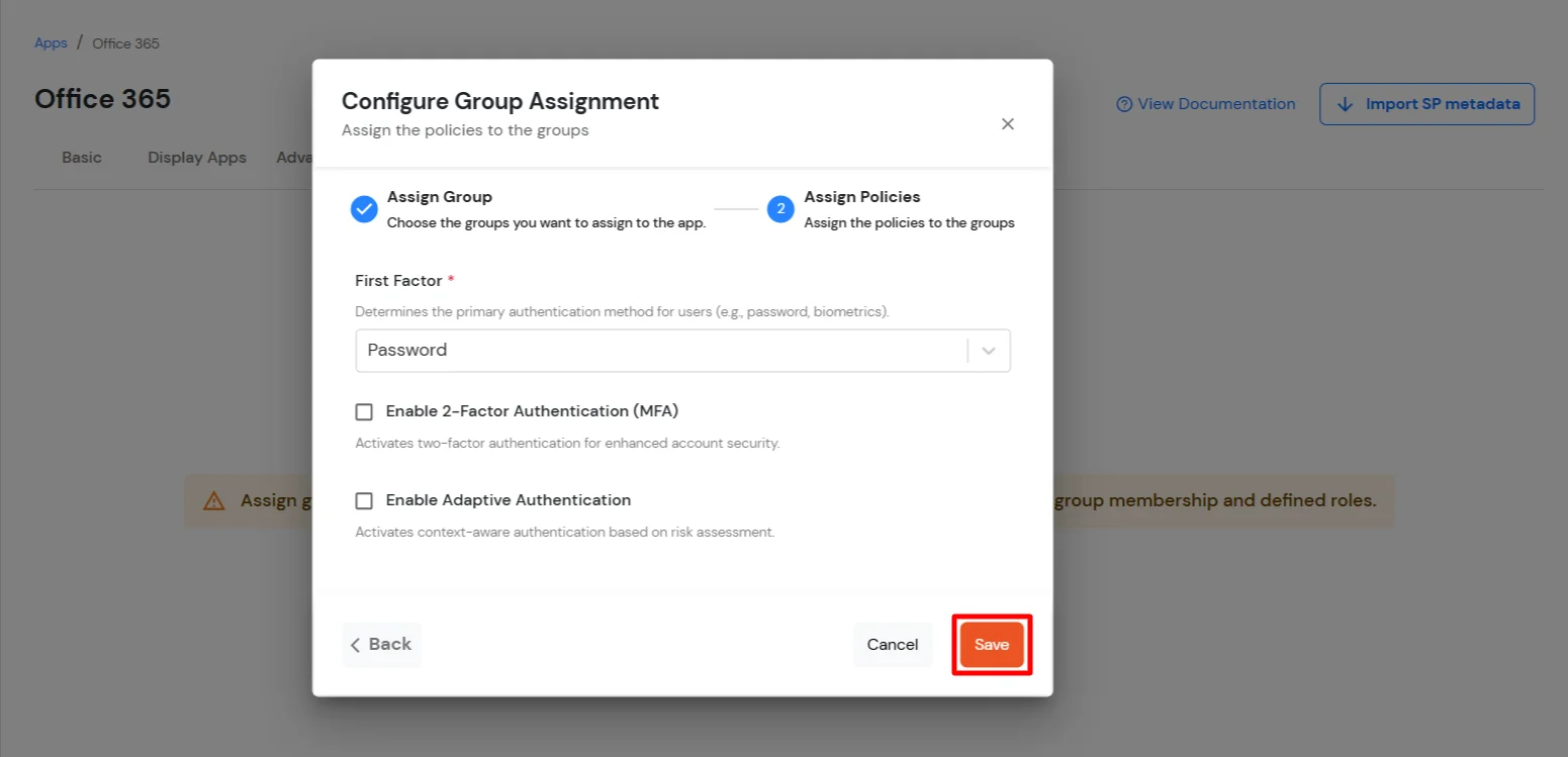 Office 365 Single Sign-On (sso) Assign the Policise