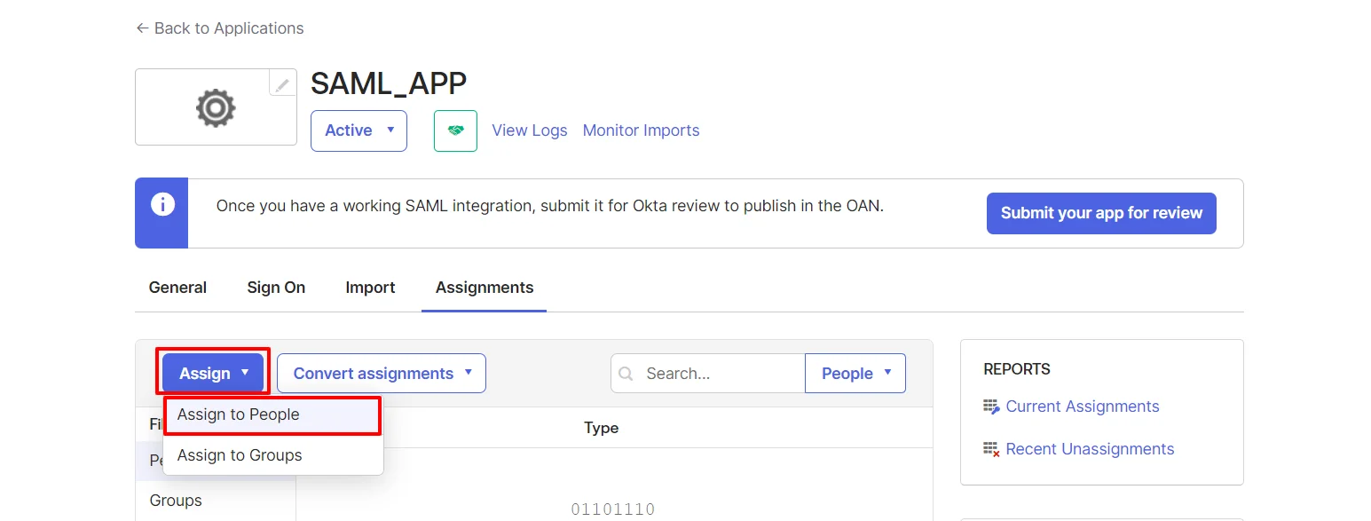 Okta Single Sign On SSO Assignment