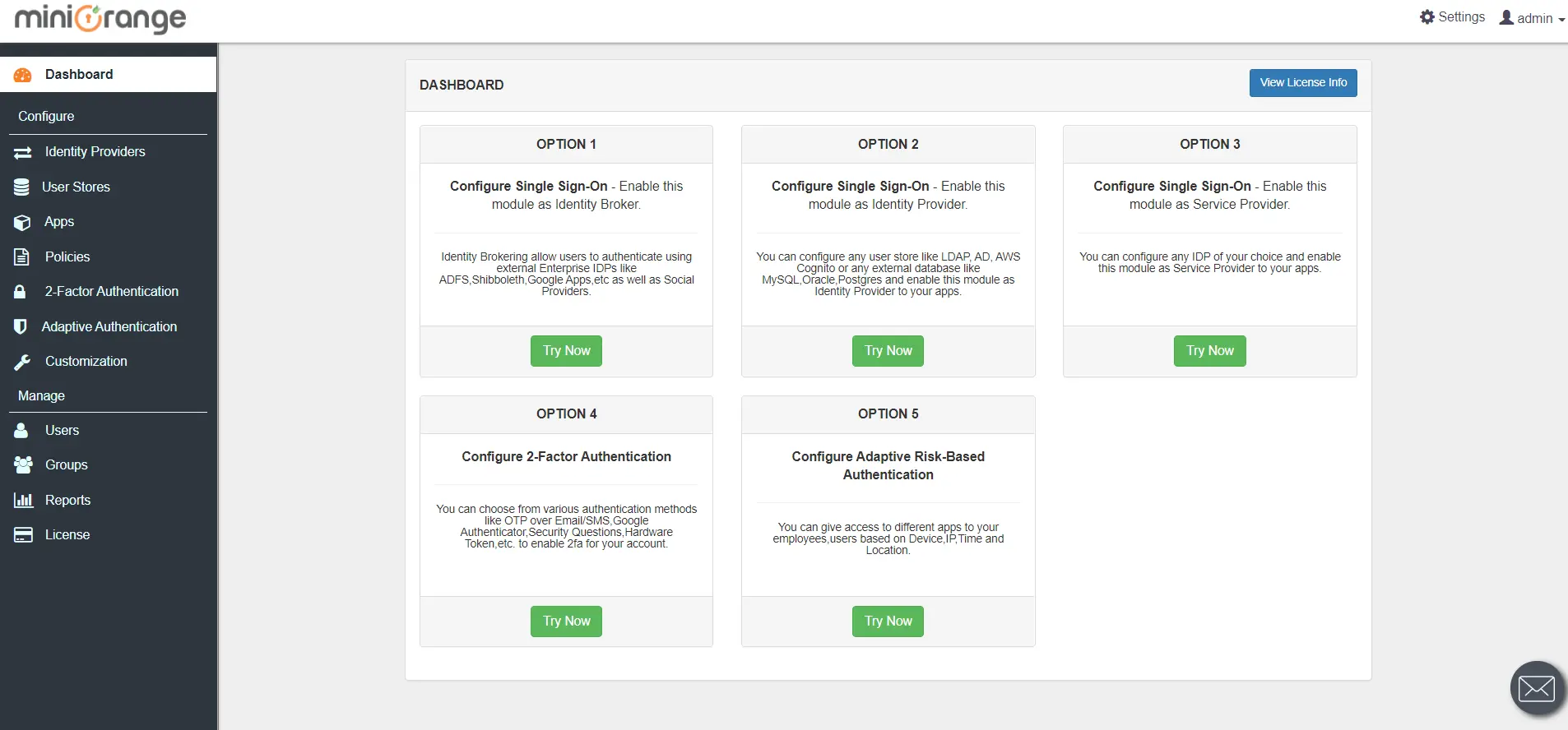 Admin dashboard