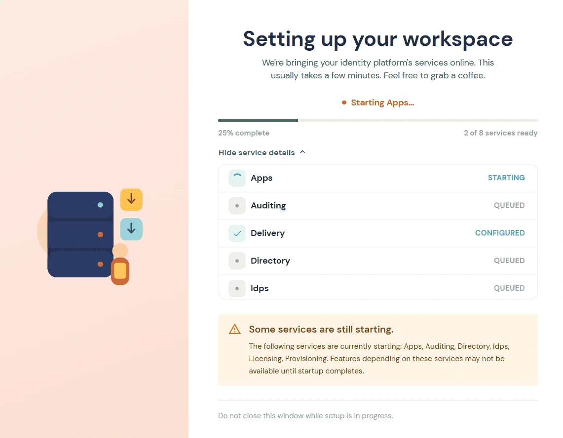 On-Premise IDP Server Setting up Workspace progress