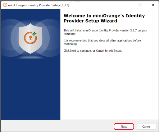 On-Premise IDP Server Windows Next Wizard