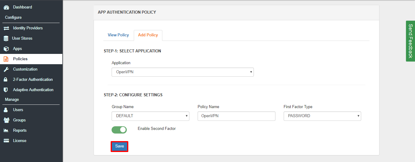 Open VPN App Add Policy