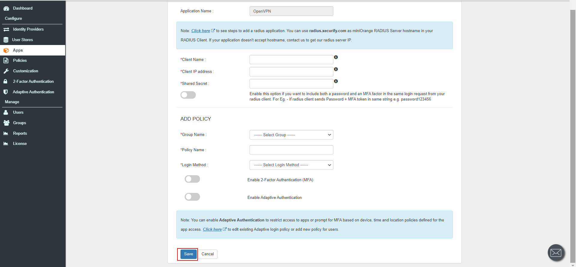 Open VPN radius client