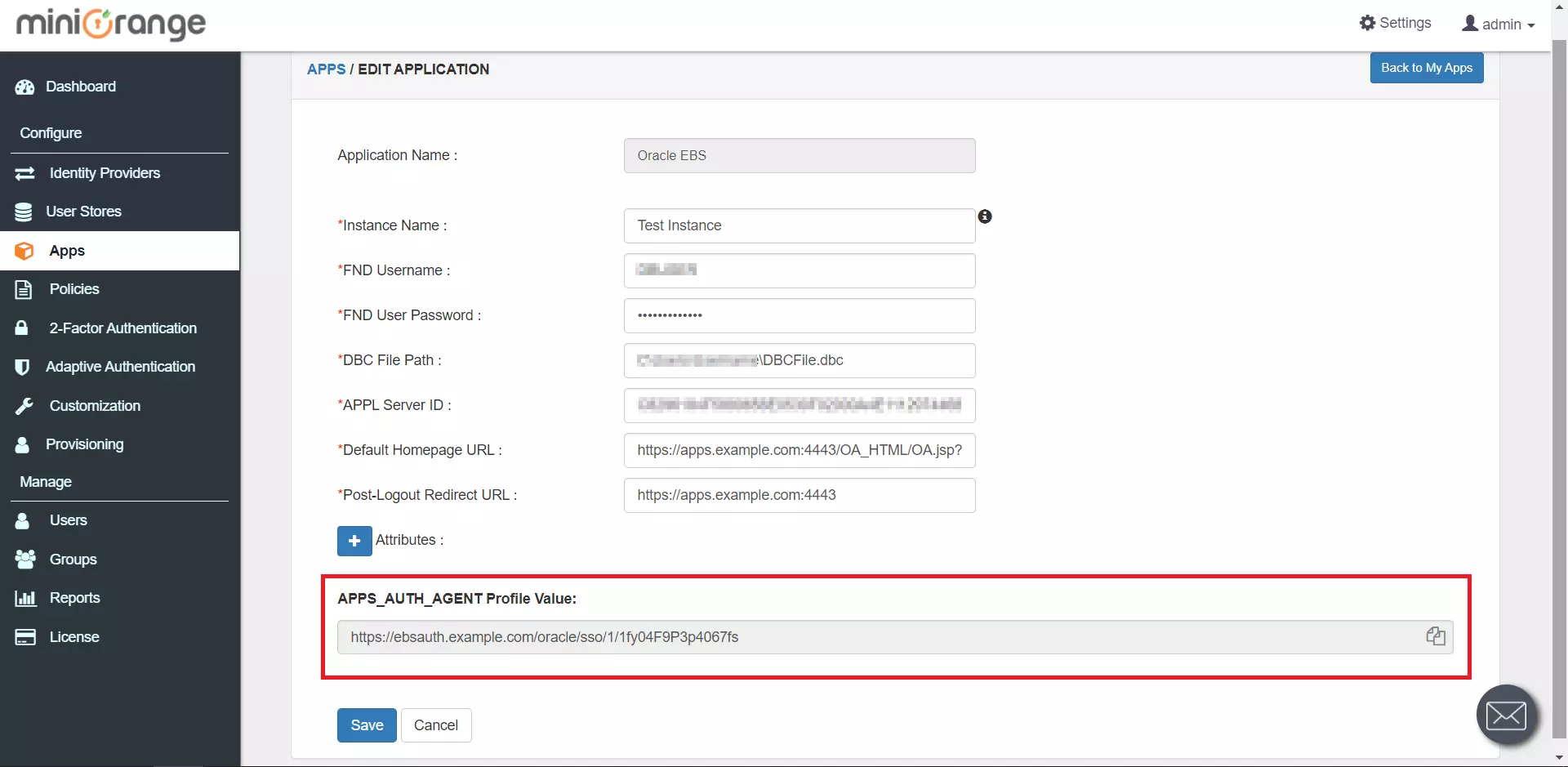 Oracle EBS SSO Apps Auth Agent Profile Value