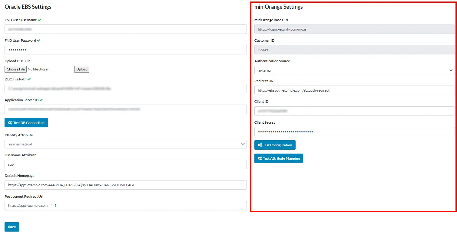 Paste Client ID and Secret for Oracle EBS Azure AD SSO