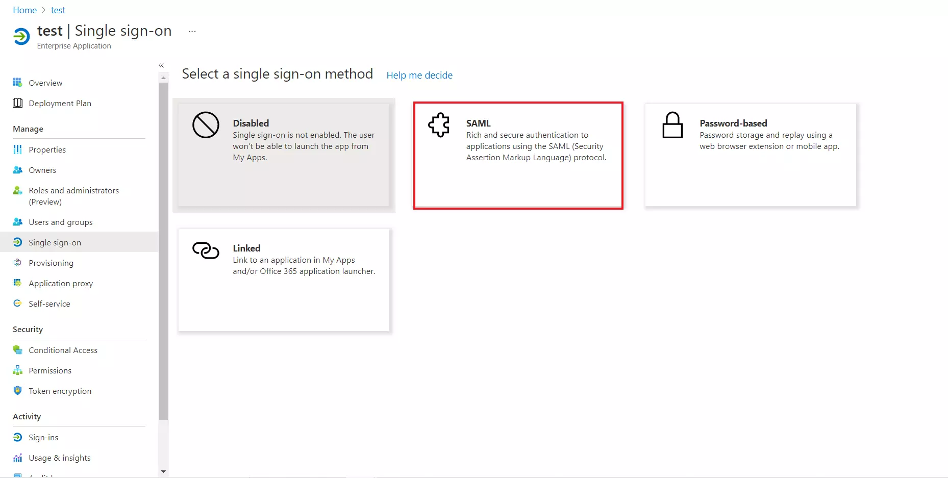 Oracle EBS Microsoft Entra ID: Select SAML