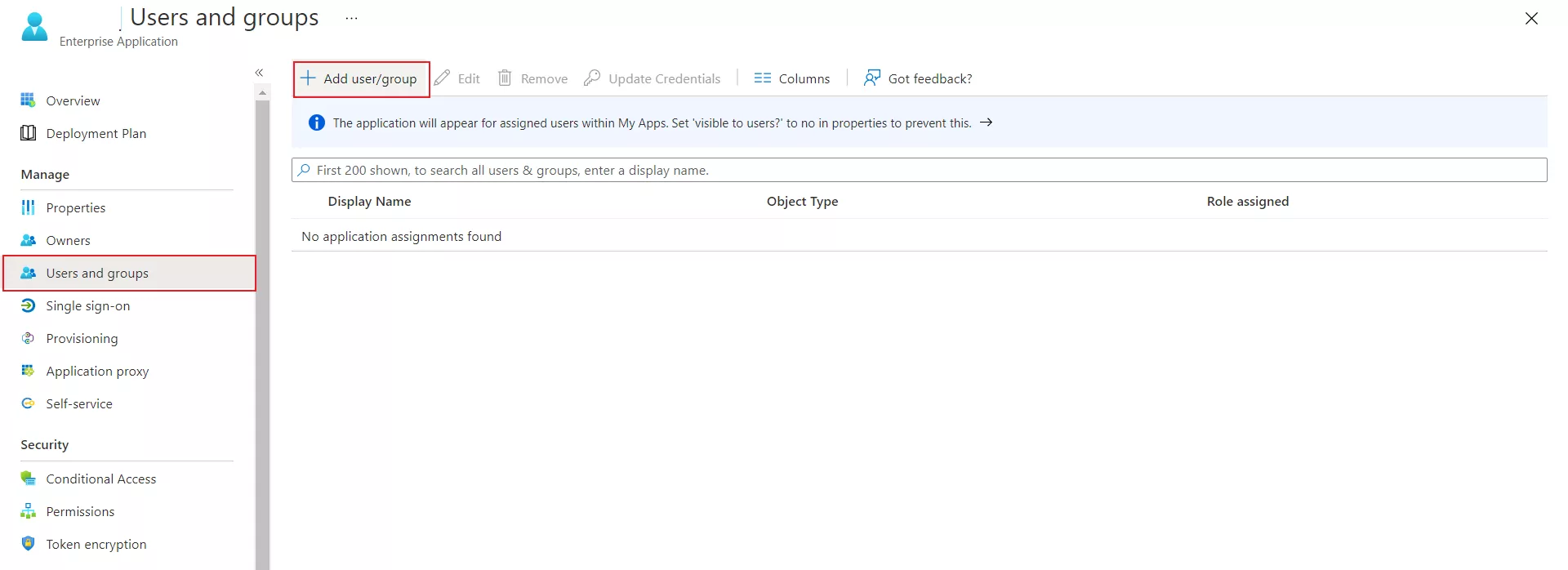 Oracle EBS Microsoft Entra ID Single Sign-On: Assign groups and users