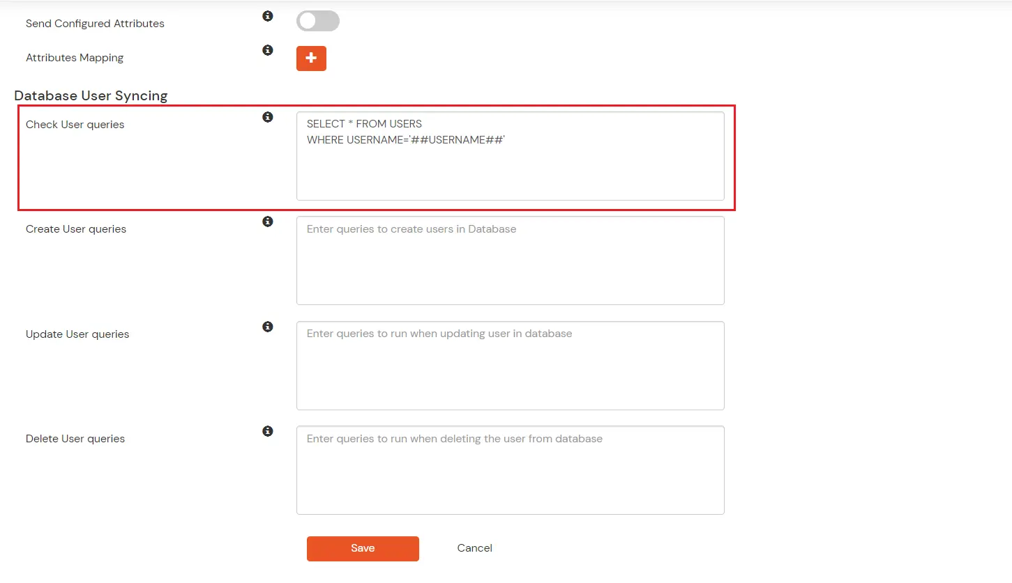 Configure Oracle Database User Provisioning: Oracle Database user provisioning Filled-in Check Users query