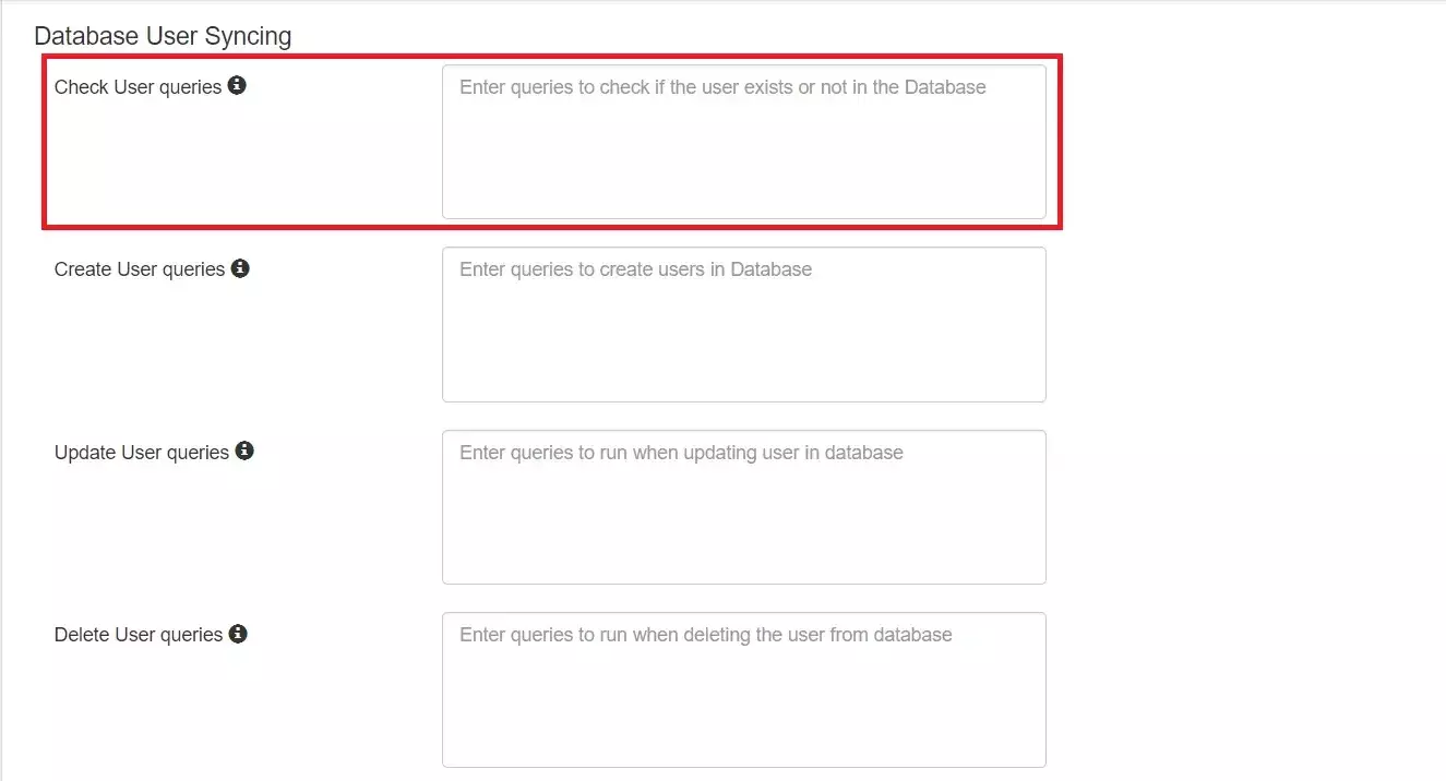 Configure MySQL Database Provisioning: Check Users query for database user provisioning