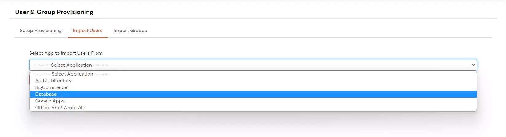 Configure Oracle Database Provisioning: Import Users from Oracle database and navigate to user provisioning