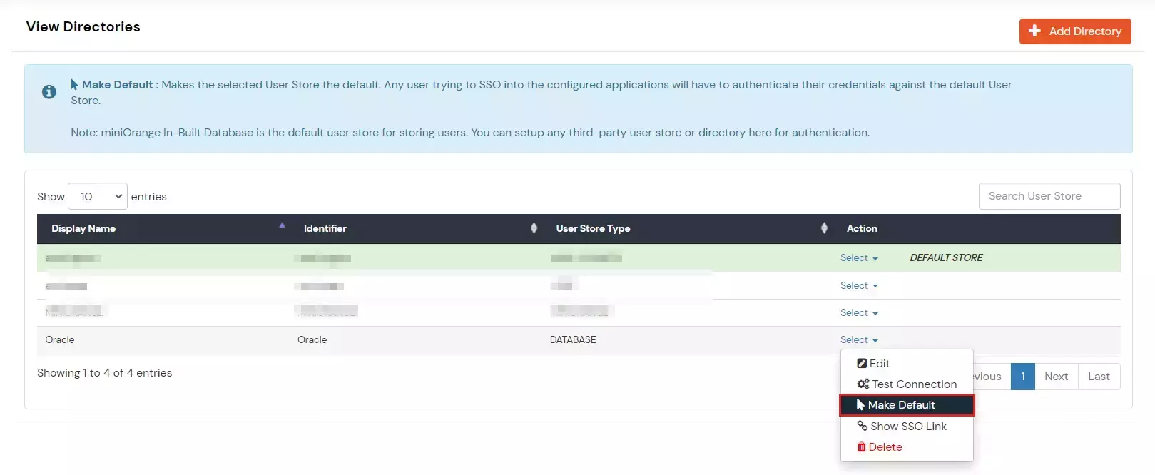 Configure Oracle Database Provisioning: Set External Directory as default