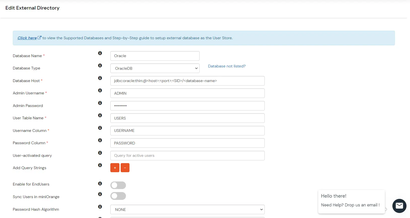 Configure Oracle Database User Provisioning: Query Strings for Oracle database user provisioning