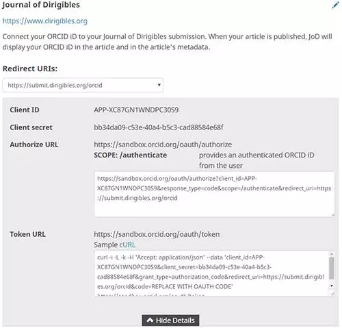 ORCID as an Oauth pre-filled