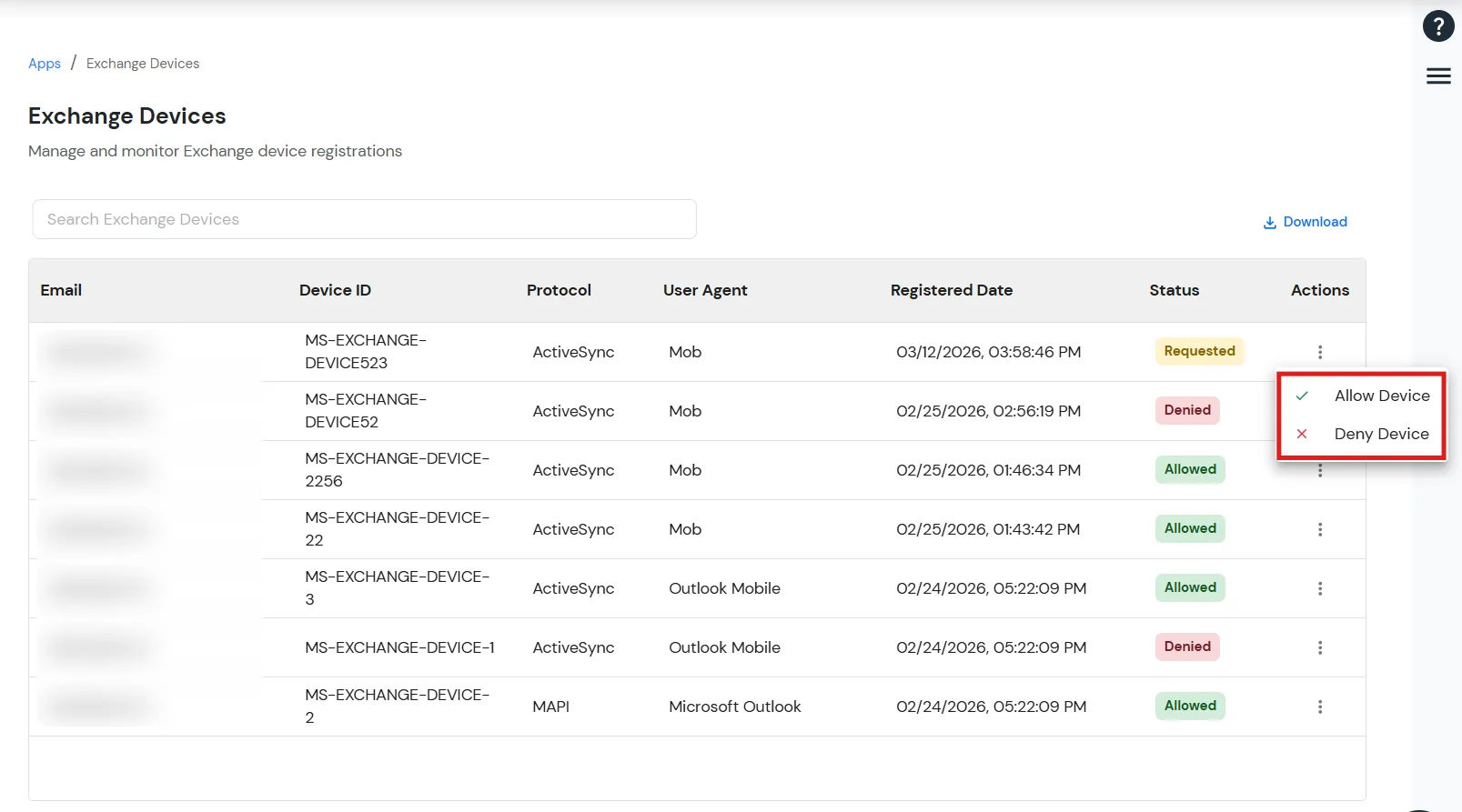 Manage Device Access