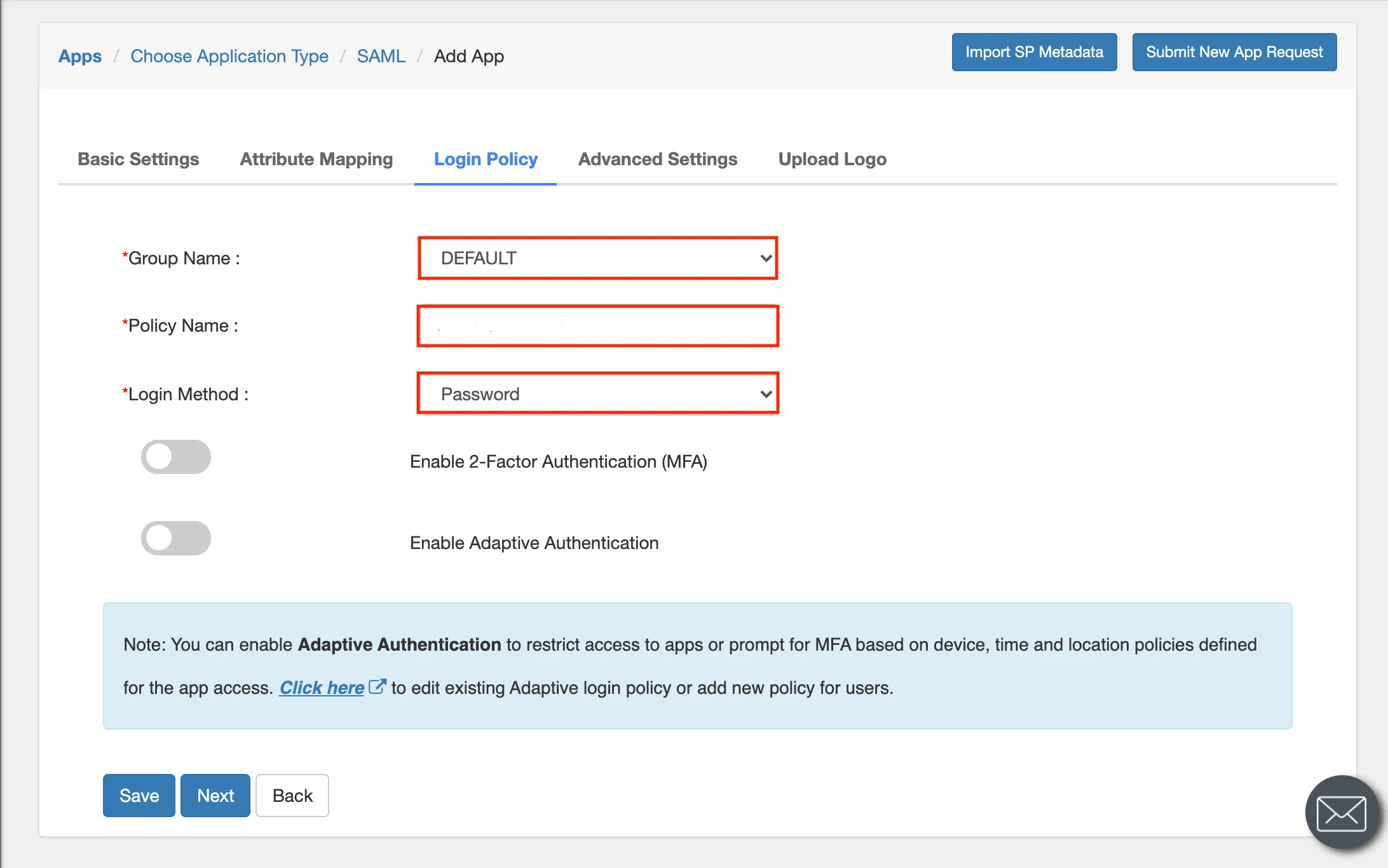 OWA 2FA/MFA: Exchange OWA Single Sign-On (SSO) set Policy for the SAML Application