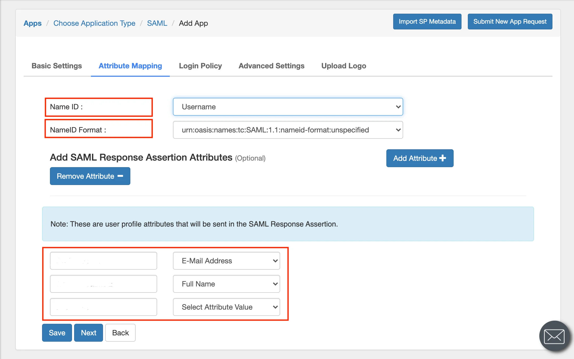 MFA for OWA logins: Exchange OWA (Outlook Web Access (OWA)) Setup Name ID and Attributes 