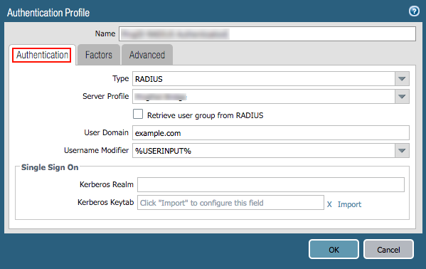 MFA 2FA two-factor authentication for Palo Alto Networks:Authetication profile